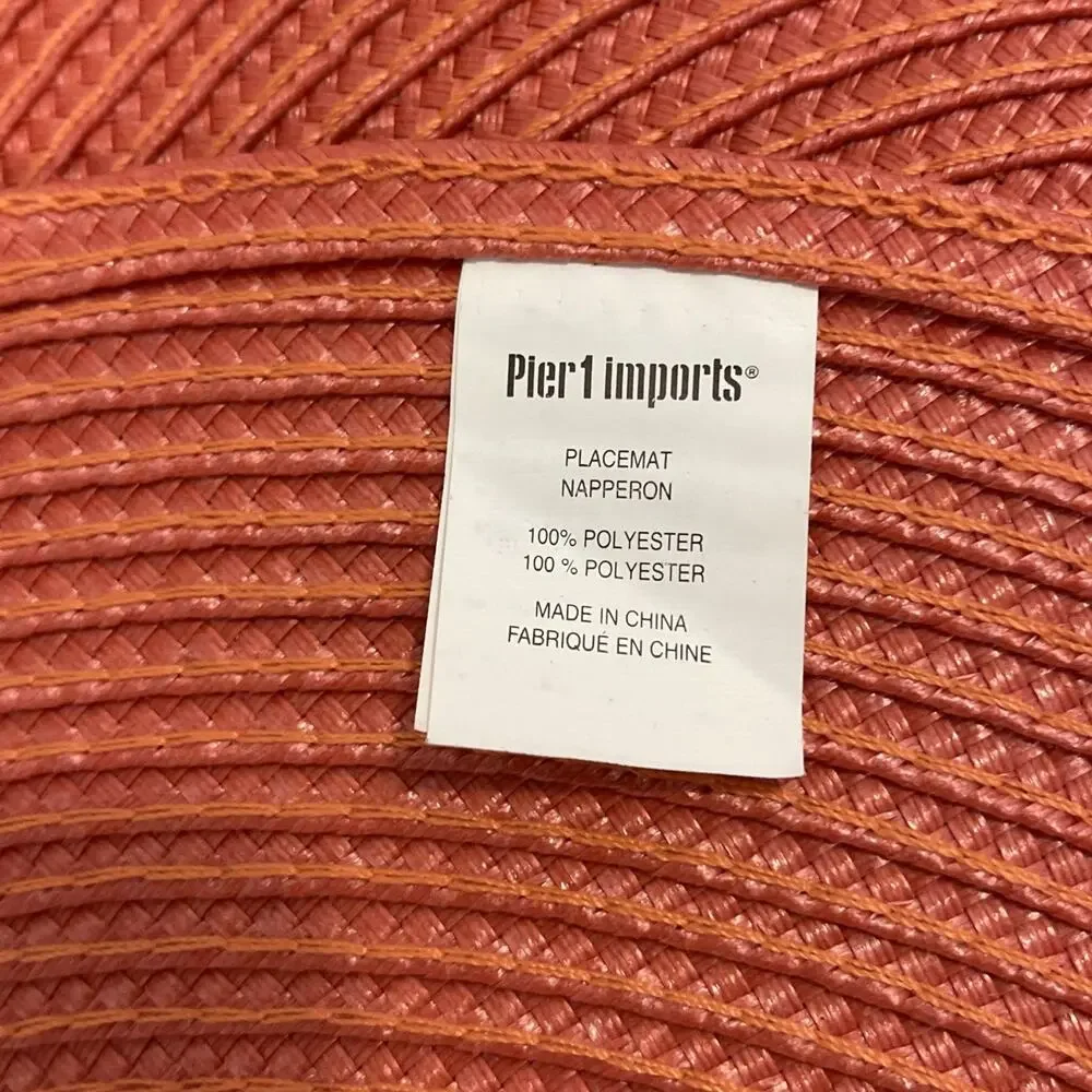 Pier 1 Imports Set of 8 Round Woven Orange Placemats 15” Polyester Table Mats